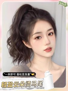 Ponytail Wig Female Imitation All Real Hair Grip Short Light High Ponytail Curly Hair Natural & Fluffy Long Hair Braid Ponytail Extensions