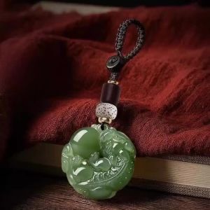 Móc Khóa Hình Pixiu Màu Xanh Hồ Phong Cách Cổ Điển Phụ Kiện Điện Thoại Di Động Dành Cho Nam Và Nữ Dây Đeo An Toàn Móc Treo Túi Xách