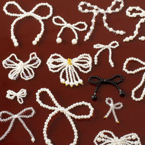 Imitation Pearl Woven Bows Flower Ornament Beaded Tassel Accessories Socks Headdress Gift Phone Case Decoration