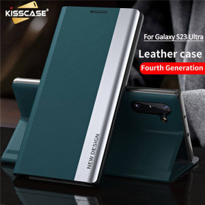 KISSCASE For Samsung S24Ultra Bracket Magnetic Leather Case Wallet For Samsung Galaxy S24 S23Plus S23+ S23 S22 Ultra S22Plus S22 Note 20 Ultra Note20 S21 FE Mobile Phone Cover