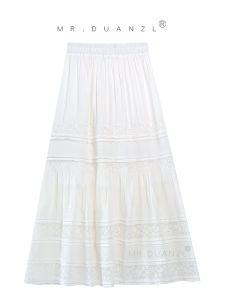 Mrduanzl White Skirt Womens Summer Lace Long Dress Patchwork Cake Dress Sweet Fairy Dress Long Dress