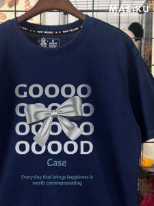 Maeiku Womens Short Sleeve T-Shirt Butterfly Knot Print Cotton Summer Fashionable Heavyweight Trendy Butterfly Knot Top