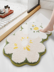 Bathroom Mat Absorbent Flocking Home Toilet Door Mat Anti-Slip Bathroom Plush Carpet Modern Simple Style Machine Weaved Floor Mat