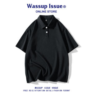 Wassup Issue Japanese Style Casual Short Sleeve Shirt Mens Summer Fashionable Half Sleeve Collared Loose Fit Teenager T-Shirt