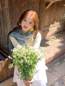 Blue Floral Cotton Linen Scarf Womens Thin Spring Autumn Artistic Atmosphere Vintage Versatile Neck Warmer Shoulder Shawl