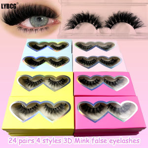 2/6/24Pairs 4 Styles Wispy Faux Mink False Eyelashes Mixed Dramatic Thick Curled Fluffy Strip lashes Multipack for Eyes Makeup