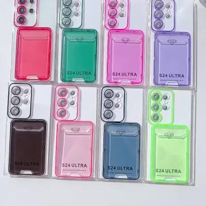 Ốp Điện Thoại Samsung Galaxy S25/S24/S23/S22 Ultra Cao Cấp Trong Suốt Chống Sốc Có Khe Đựng Thẻ Màu Kẹo Ngọt