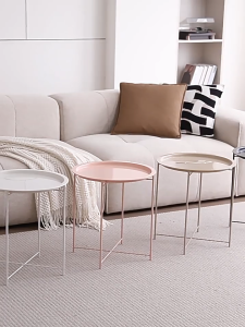 SiamHome Nordic Coffee Table Removable Tray Top Creative Foldable Small Round Table Bedside Sofa Side Table Meja kopi kecil 圆茶几