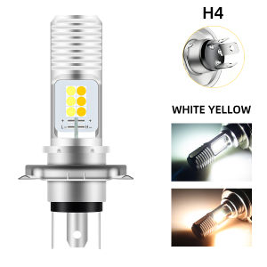 KEVANLY | 1pc H4 Motorcycle LED Bulb BA20D P15D Dual Color Hi Lo Beam Motorcycle Headlight Fog Bulb Replacement for Yamaha Honda ATV 12V