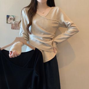 AIYITI | Plus Size Stylish V-Neck Knit Sweater with Waist Cinching and Tummy Concealing