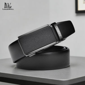 LouisWill Men’s Belt Business Leisure Belt Stylish Automatic Buckle Belt Second-layer Cowhide Waistband Youth Sports Pant Belt Stylish Simple Nice Waistband Durable Belt