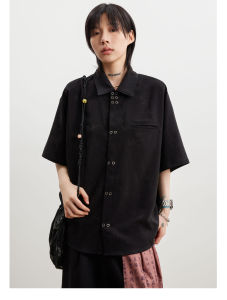 A Gust of Neo-Chinese Wind Bamboo Double Button Short Sleeve Shirt Baby Boy and Girl Summer Stylish Heavy Industry Easiest for Match Couple Half Sleeve Shirt Fashion