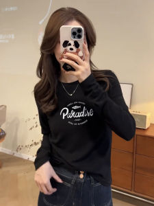 Áo Sơ Mi Lót Lụa Mềm Mại Cao Cấp Che Bụng Thời Trang Nữ Tay Dài in Họa Tiết Mùa Đông Thường Ngày Phong Cách Hàn Quốc