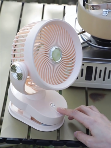Quạt Tích Điện Tự Xoay Không Dây Đa Năng Quạt Kẹp Để Bàn Có Đèn LED Portable Air Circulator Fan