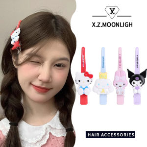 X.z. MOONLIGH คลิปด้านข้างไม่มีรอยต่อรูปการ์ตูนน่ารัก Sanrio กิ๊บติดผมม้าแมวยาวหนึ่งคลิปสาย