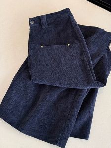 Stylish New Spring High End Design Niche High Waist Straight Leg Corduroy Casual Pants