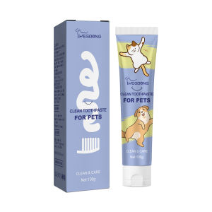 Yegbong Pet Cat Dog Toothpaste Dog Cat Toothpaste and Tooth Brush Dog Tooth Cleaner Cat Tooth Care Clean Pets Oral Care Pet Teeth Cleaning Supplies Cat Dog Healthy Toothpaste for Oral Cleaning (100g)