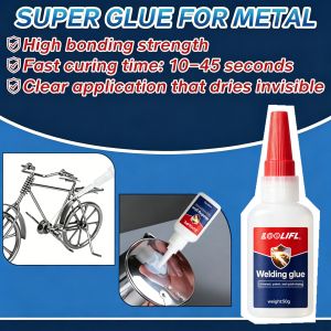 50g Waterproof Heat Resistant Metal Super Glue Anti-Clog Cap Instant Adhesive For Steel Zinc Aluminum DIY Metal Repair