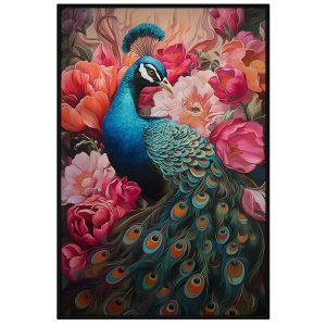 Tranh treo tường tranh dán tường chim công và hoa mẫu đơn đẹp tranh phong thủy. CGI-122