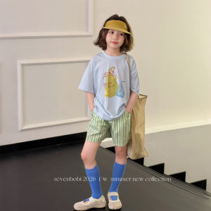 Stylish Korean Cartoon Short Sleeve T-Shirt for Girls Loose Summer Wear