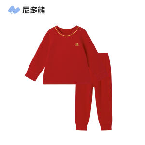 Thickened Winter Thermal Underwear Set for Children New Year Baby Clothes Nido Bear Brand Cotton Blend Fleece Innerwear Set Boys Girls