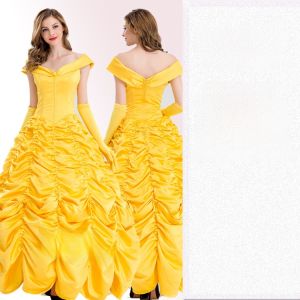 Princess Cosplay Costume Long Hair Ball Gown Halloween Performance Cinderella Snow White Fairy Tale Character Girls Dress up