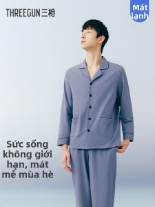 THREEGUN | Cooling Antibacterial Long Sleeve Long Pants Sleepwear
