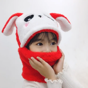 KOETSU หมวกมีหูหมีน่ารักและชุดผ้าพันคอสำหรับเด็กความอบอุ่นฤดูหนาวการป้องกัน