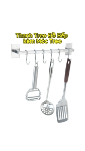 Thanh treo dụng cụ nhà bếp kèm móc treo inox 304 Hobby home decor TTB