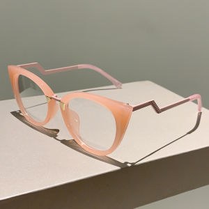KAMMPT Oversized Cat Eye Glasses Frame Stylish Vintage Round Women Eyeglasses 2023 Trendy New Non-prescription Optical Eyewear