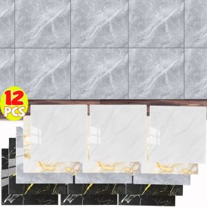 1/12pcs Imitation Tile 3D Wall Stickers Self-adhesive Wall Decor Bathroom Floor Waterproof and Moisture-proof Kitchen Wallpaper