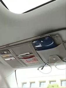 Car Sun Visor Organizer Car Accessories Visor Organizer for Interior Accessories Zipper Style Multifunctional card holder storage bag for car sun visor can store sunglasses drivers license license plate and interior decoration etc.