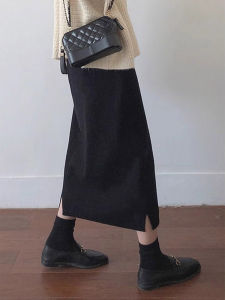 Spring High-waist Slit A-line Midi Skirt