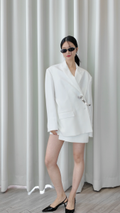 NICHP : Eternity Collection : Jemma suit :  Elegant Oversized Suit with Chrome Accents and Single Breasted Blazer