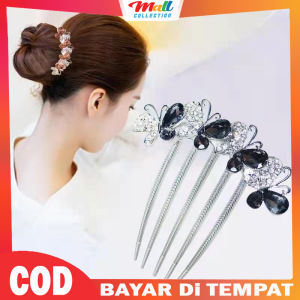 MALL Sirkam Rambut Mahkota Mutiara Cantik Sanggul Tusuk Konde Gaya Wanita Korea MHT08