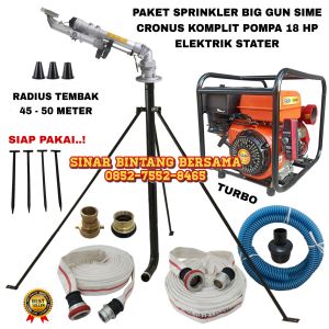 PAKET SPRINKLER BIG GUN SIME CRONUS POMPA 3 INCH 16 HP SIAP PAKAI