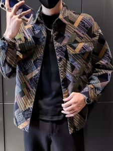 แจ็คเก็ตยีนส์ทรงหลวมสไตล์ย้อนยุคสำหรับผู้ชาย เสื้อแขนยาวฤดูใบไม้ผลิและฤดูใบไม้ร่วง ปกติ ปกติ สไตล์วัยรุ่น