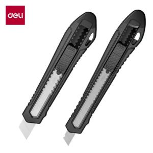 deli | Deli Heavy Duty Utility Knife Retractable Sharp SK5 Carbon Steel Blades 9mm/18mm Cutter for Cardboard Cartons Office Supplies