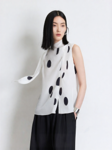 Vero Moda | Summer New Dot Knit Blouse Ribbons Shiny Drape