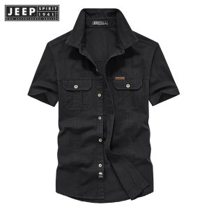 Jeep tinh thần 1941 estd Áo Sơ Mi Ngắn Tay Nam mùa hè giản dị đa năng Áo sơ mi công sở lỏng cotton tay lỡ inch Áo sơ mi M-8XL