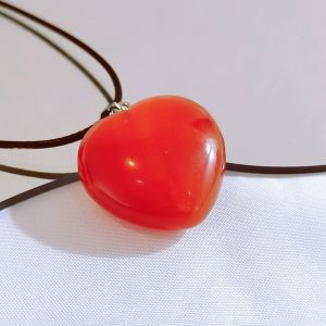 Carnelian Pendant Red Agate Heart Shape Necklace DIY Jewelry Love Stone High Quality Real Crystal Gemstone Exquisite gift