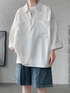 Jiaxun | Vintage Simple Zippered Short Sleeve Polo Shirt