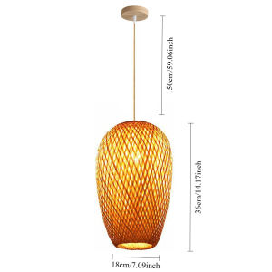 JOYINLED Handmade Rattan Chandelier Japanese Style Bamboo Lamp Pastoral Vintage Restaurant Chandelie Light for Cafe Bar E27 E26