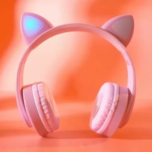 COD Bluetooth Headset Macaron Wireless Headphones Bluetooth HIFI Stereo dengan Lampu LED Warna Warni