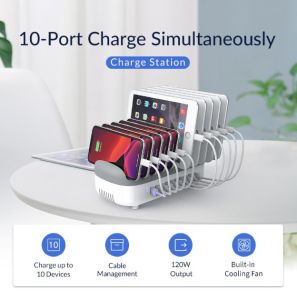 Orico 10 Cổng đế sạc USB sạc USB 120W 5V 2.4A Cho iPhone 12 Pro Max Samsung điện thoại Xiaomi Máy Tính Bảng
