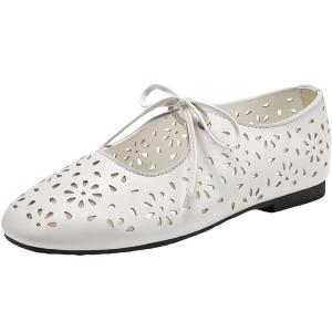 Belle | Punched Carving Lamb Leather Breathable Comfortable Mary Jane Ballet Shoes