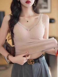 chaqi | Áo vest lót lông cừu dày cho nữ cổ chữ V thời trang mùa đông mới áo khoác ngoài chống lạnh chất liệu polyester dài vừa phải