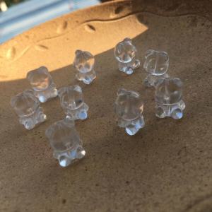 จี้หัวหมีคริสตัลสีขาวธรรมชาติ จี้หัวหมีน่ารัก DIY สร้อยข้อมือ อุปกรณ์เครื่องประดับ ลูกปัดหยดน้ำ ลูกปัดหยดน้ำ