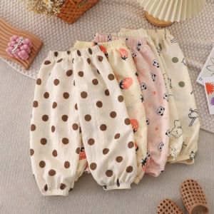Kids Pajama Leggings Trouser Breathable Anti Mosquito Pants Soft and Stretchable Polyester for Girls 1-9 Years Old