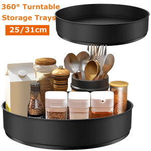 Lazy Turntable Organizer 360°Rotating Spice Rack Spinning Cosmetic Organizer Multifunction Storage Trays for Kitchen Bathroom